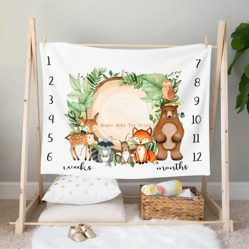 J0PF Infants Baby Milestones Blanket Photography Props Photoshoots Backdrops Cloth for Boy Girls Growth Commemorative Cloth