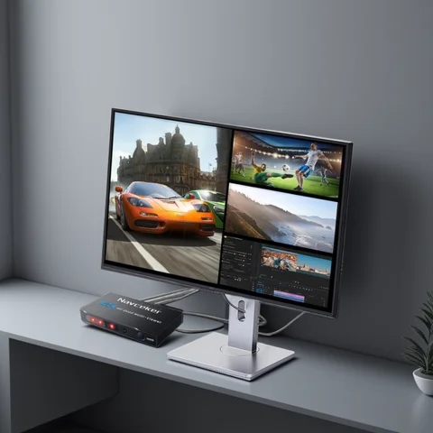 4K HDMI Quad Screen Multiviewer 4x1 1080P 4 in 1 out HDMI Multi Viewer Seamless Switcher 9 Display Modes for Camera Laptop PC TV