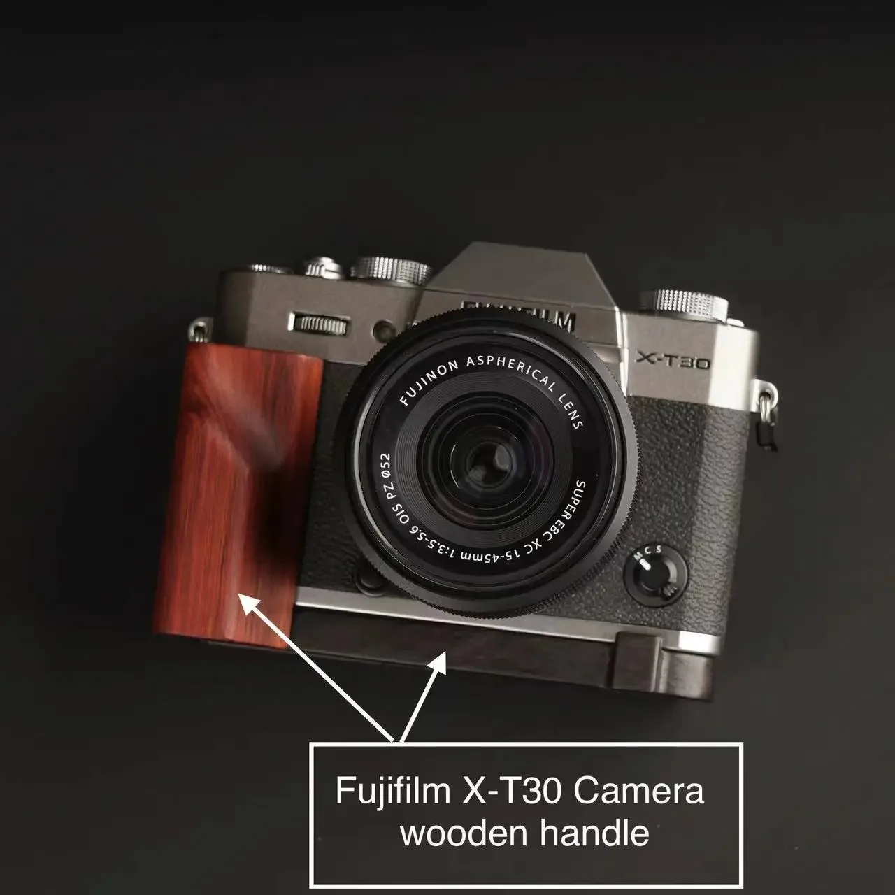قاعدة قفص الكاميرا، حامل قبضة اليد الخشبي، لكاميرا Fujifilm XT30، قاعدة مقبض من الخشب الصلب، خشب الصندل الأحمر، خشب الصندل الرمادي والأبنوس