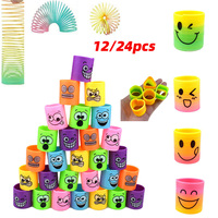 12/24pcs Rainbow Magic Springs Circle Toys Birthday Party Favors Guests Giveaway Small Gifts Pinata Fillers Flexible Funny Gift