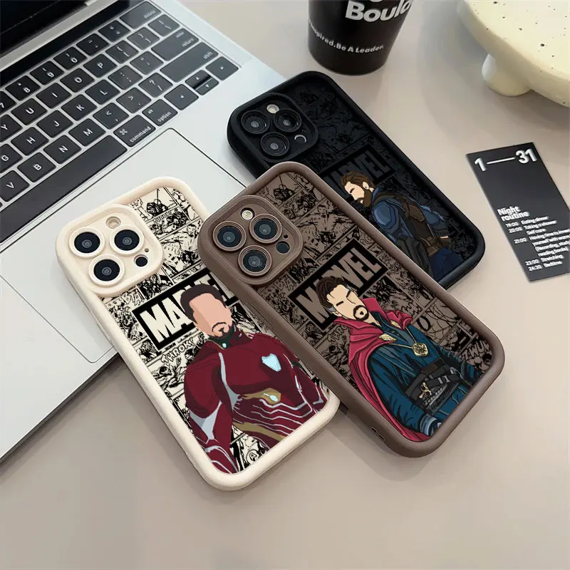 The Avengers Phone Case For iPhone 11 12 13 14 15 16 Pro Max XS Marvel Heroes Faceless Silicone Case For iPhone 15 16 Plus Cover