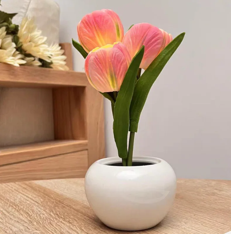 LED Tulip Flowers Plants Battery Powered Decor Tulip Night Light Festival Ornaments Gift Party Accessories