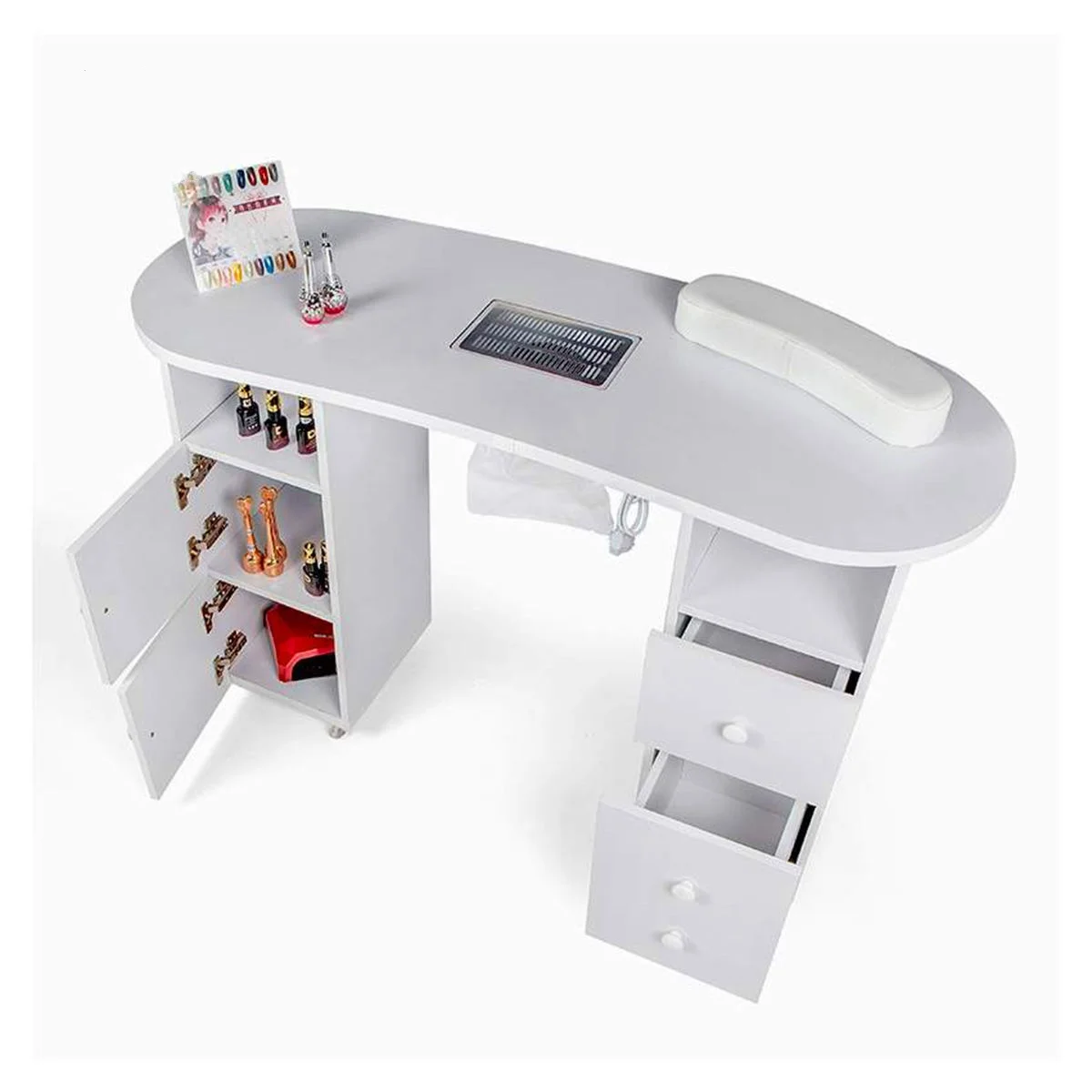 Salon Nail Art Equipment Beauty Salon White Steel Ventilated Storage Drawer Nail Art Table