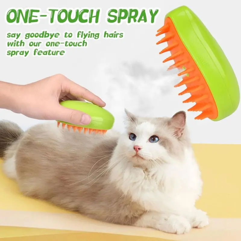 3 in 1 Dog Steamer Brush Electric Spray Cat Hair Brush Comb Massage Pet Grooming Remove Tangles and Loose Hair Supplies Steamy