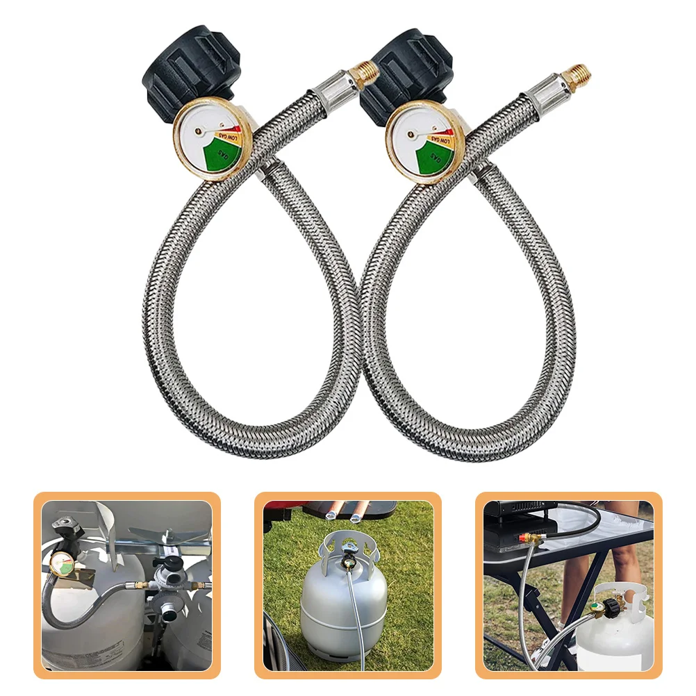 

2pcs 15-Inch Propane Grill Regulator With Hose Stainless Steel Rv Gas Hose For Camping Bbq Outdoor Picnic Long-Term Use