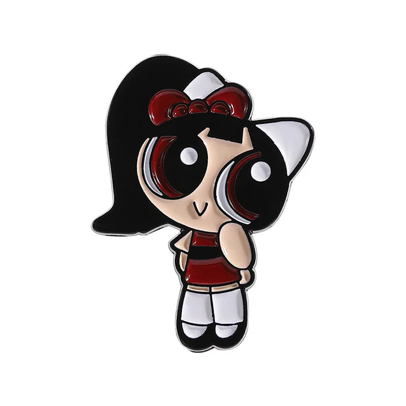 5 قطع مضحك الكرتون Powerpuff الفتيات المينا دبابيس لحقيبة الظهر بروش اكسسوارات أنيمي مجوهرات الملابس دبابيس هدية للأطفال