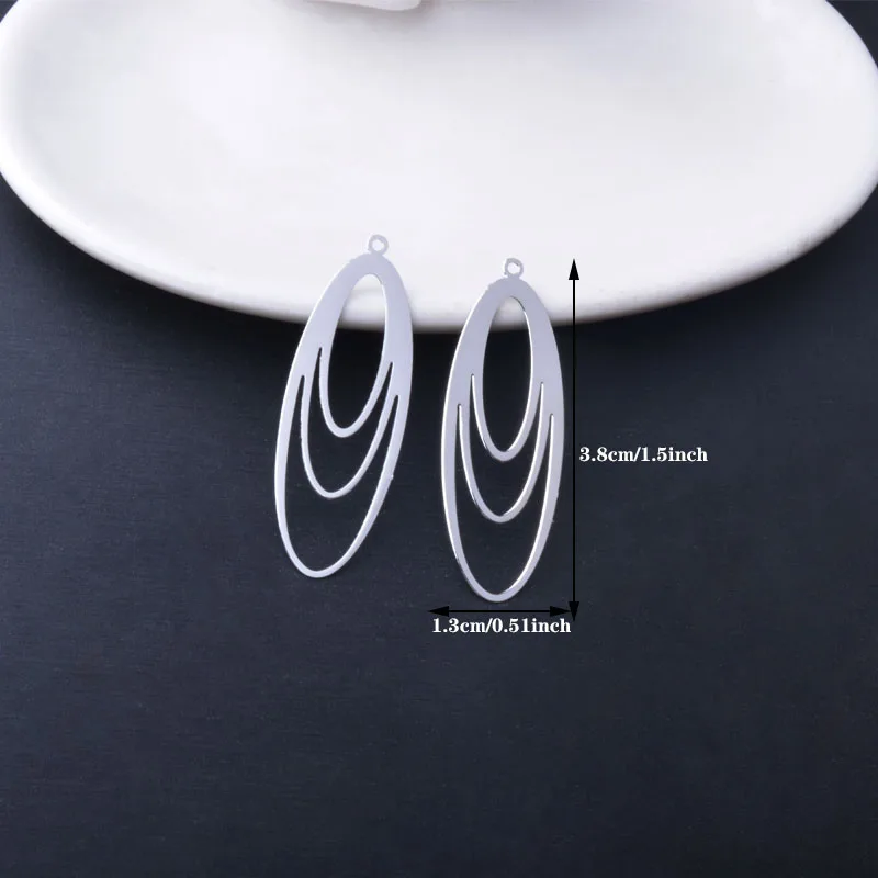 30 Stück AC14607 13*38mm Ovale Anhänger Dünne Anhänger DIY Schmuck Ohrring Zubehör – Detail 3
