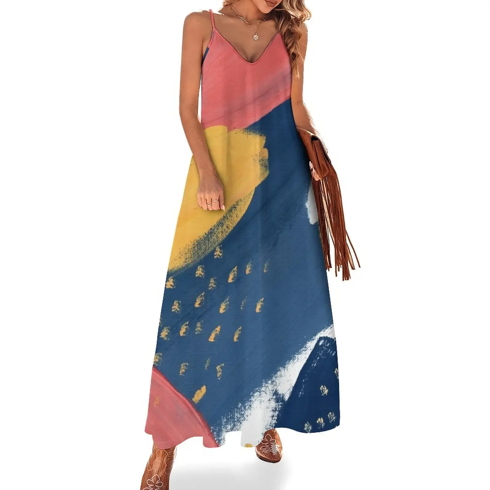 

Pink/Yellow/Blue Sleeveless Dress dress for women 2025 Dress women
