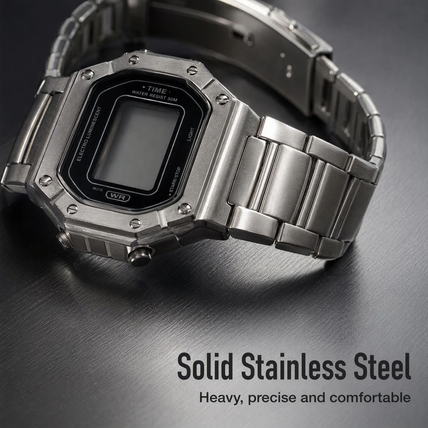 W-218H Special Precision Steel Modification Kit for the Casio W218—Stainless Steel Metal Case and Band Replacement Parts