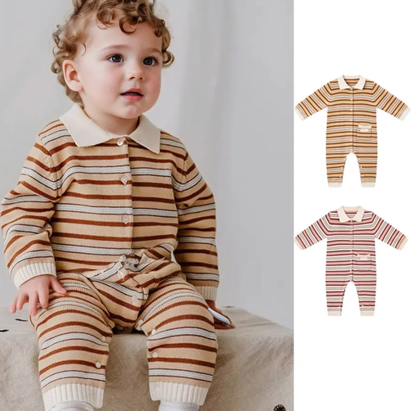 

Новый комбинезон в датском стиле 2025 года, осенне-зимний комбинезон из мягкого органического хлопка А-класса, детский однобортный комбинезон с длинными рукавами для ползания