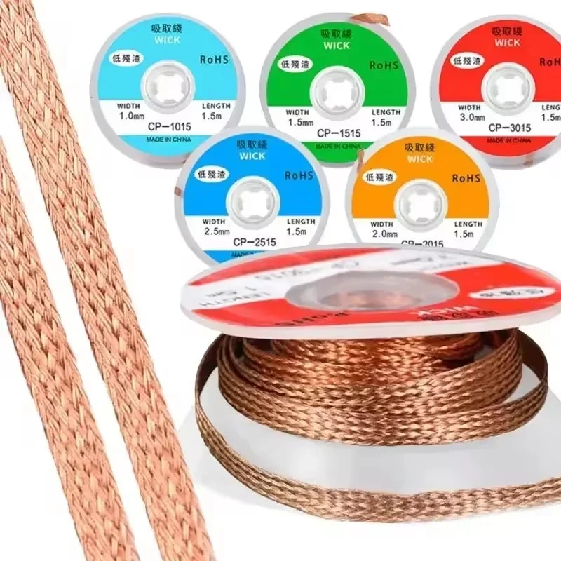 1.5/2.0/2.5/3.0/3.5mm Cleaning Tool Welding Copper Solde Wire Tin Solder Removal Desoldering Braid Tape Soldering Wick