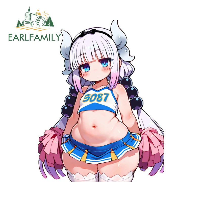 EARLFAMILY Kanna Kamui Cheerleader Car Stickers Cute Loli Delicate Graphics Design Decals Scratch-Proof Car Door Protector