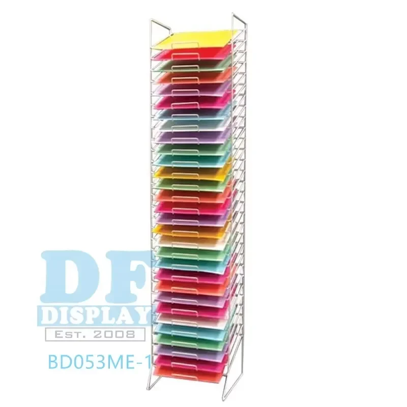 30 Slot Metal Scrapbook Holder Wire Paper Organizer Stand 57 Inch Height 13 Inch Width 12 Inch Depth for Craft Storage