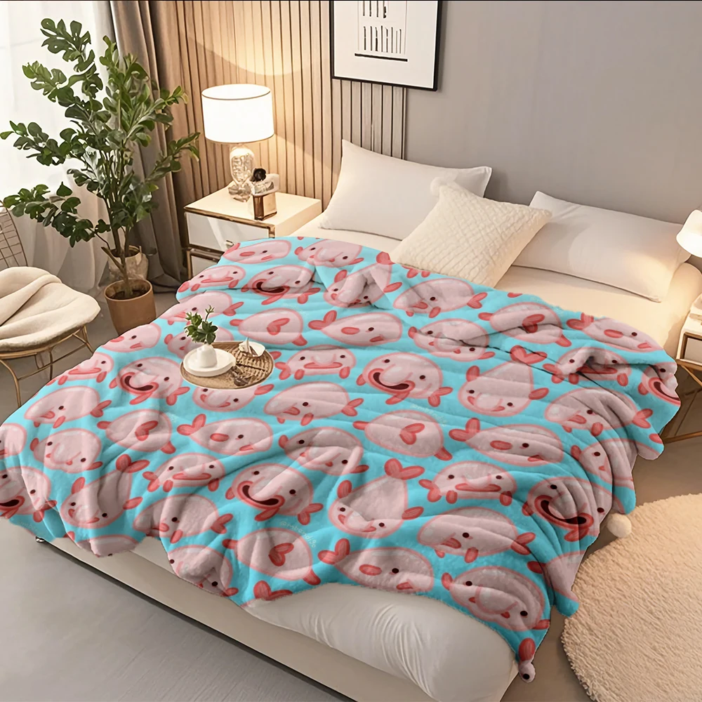 

Classic Flannel Soft Blanket Blobfish Pattern Collection Classic Travel Blanket Comforter With Breathable Lightweight Blankets