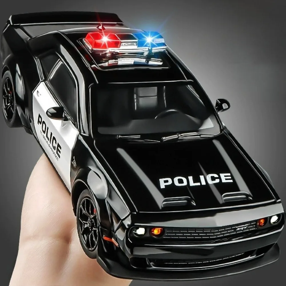 

1:24 Hellcat Viper Alloy Police Cars Diecasts Models Toys Sound Light Pull Back Doors Opened Vehices Toy Boys Birthday Presents