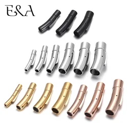 Stainless Steel Curved Bayonet Clasp Fastener PushLock Lace Buckle Leather Clasps for Bracelet Jewelry Making Accessories