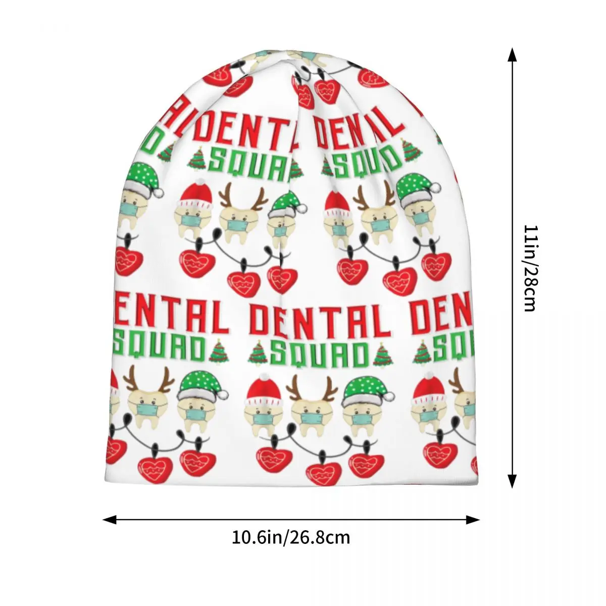 Christmas Dental Squad Funny Teeth With Mask Dentist Warm Knitted Cap Bonnet Hat Autumn Winter Beanies Hats for Men Women Adult