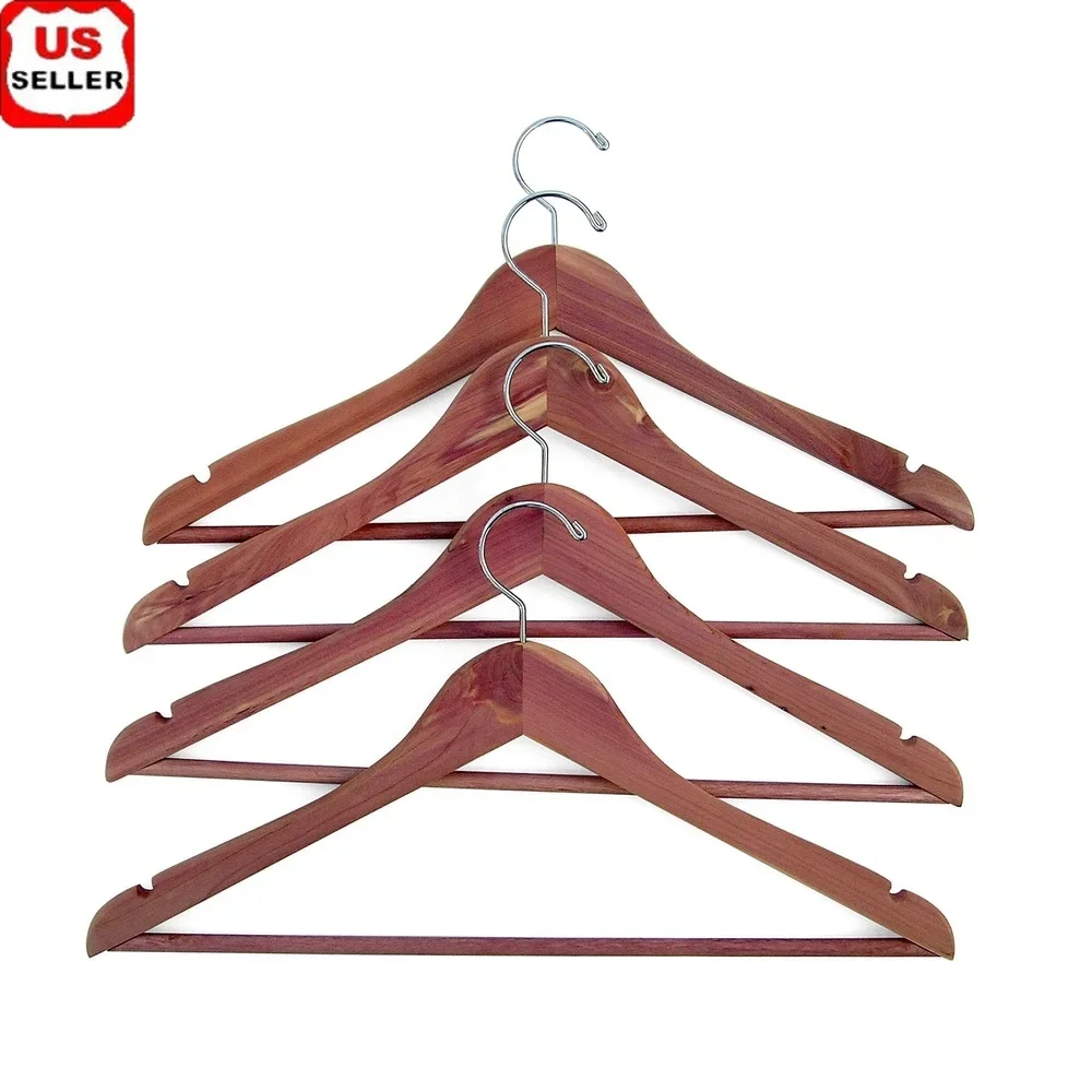 

Cedar Garment Hanger Set of 4 Natural Moth Repellent Fresh Smell Anti Crease Heavy Duty Swivel Hook Closet Organizer