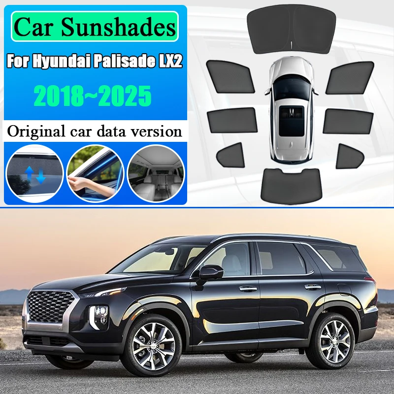 

For Hyundai Palisade LX2 2018-2025 Car Window Mesh Sunshade Anti-UV Protection Sun Shade Privacy Curtain Visor Auto Accessories