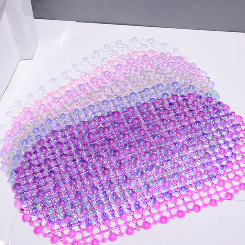 

5pcs Pvc Bathroom Non-Slip Mats Bathtub Toilet Shower Floor Suction Cups Rosy Blue Green Purple White 1 Each Eco-Friendly
