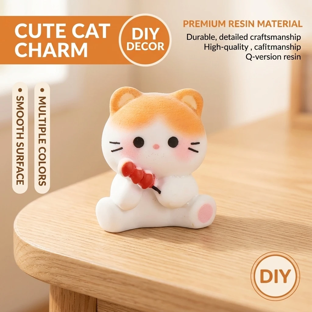 Cute Cat Resin Figure Miniature Animal Statues for Desktop Decor DIY Craft Supplies Micro Landscape Scrapbook Gift