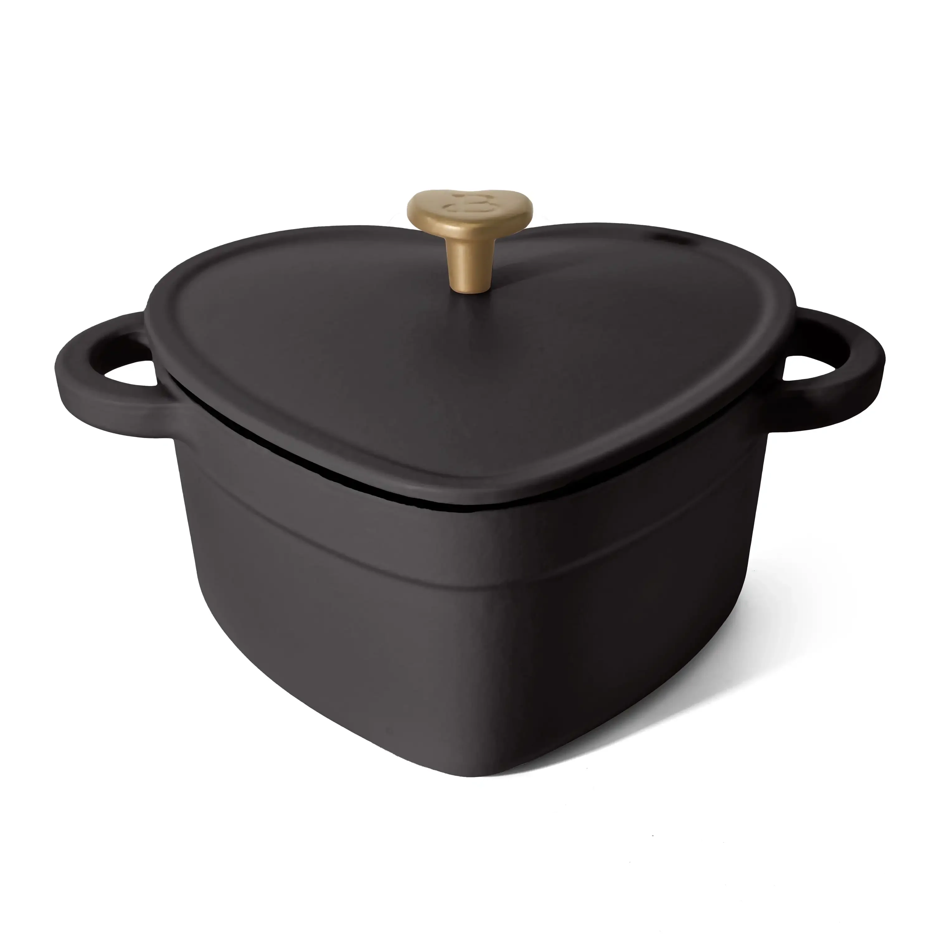 فرن هولندي على شكل قلب من الحديد الزهر 2QT، لون وردي شامبانيا حصري بلون وردي شامبانيا