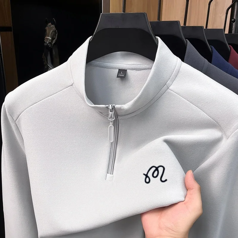 Designer fashion brand sweater men's high-end exquisite letter embroidery comfortable semi high neck casual hot selling pullover