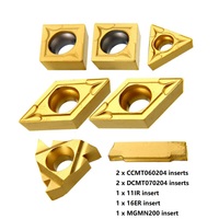 7pcs/set Turning Tool Carbides Inserts For 12mm Shank Lathe Boring Bar Holder Sets Kits CCMT060204 11IR 16ER MGMN200 DCMT070204