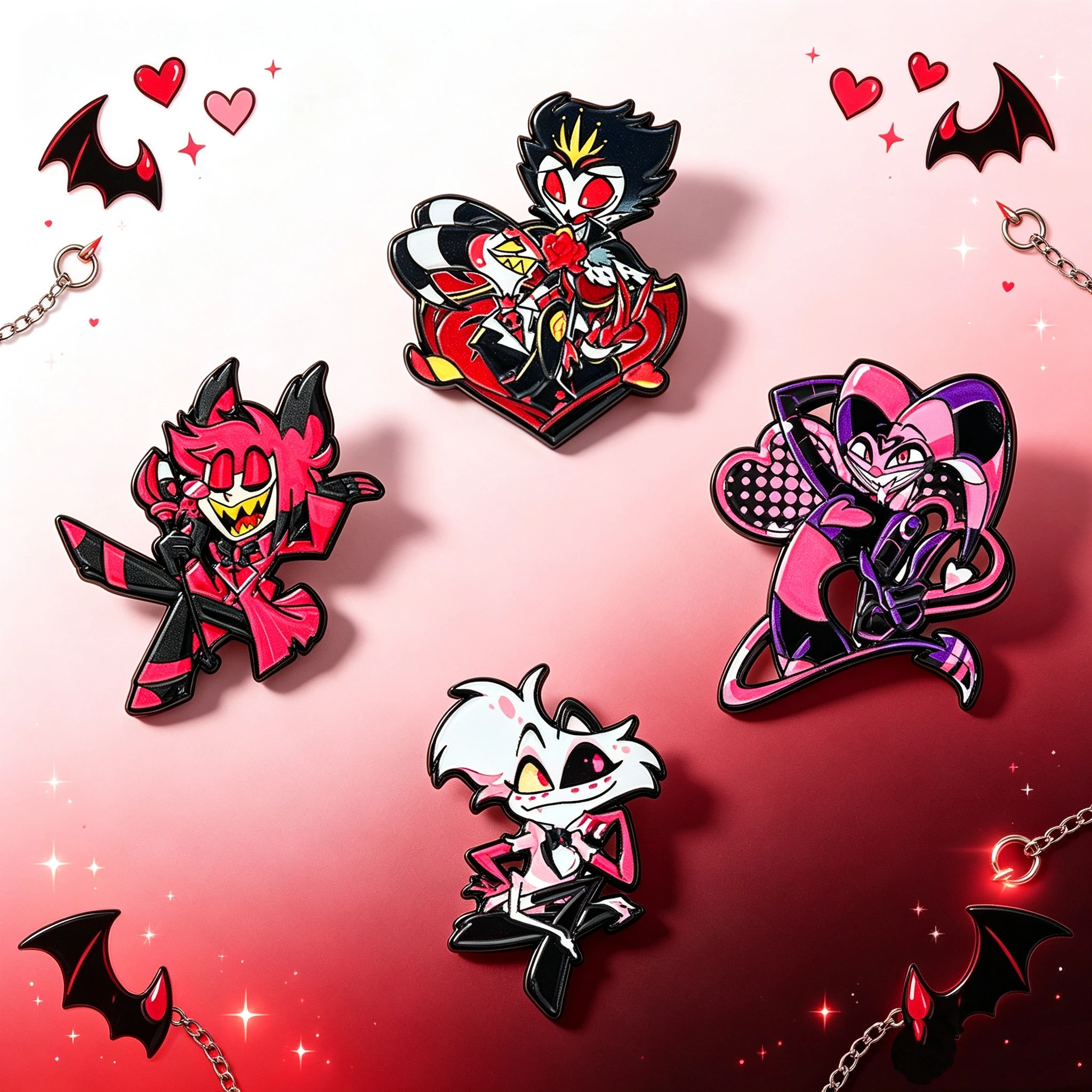 4Pcs Dark Style Fantasy Character Brooch Set, Monster Portrait Badges, Trendy Accessories for Bags Jackets, Cute Collectible Pin