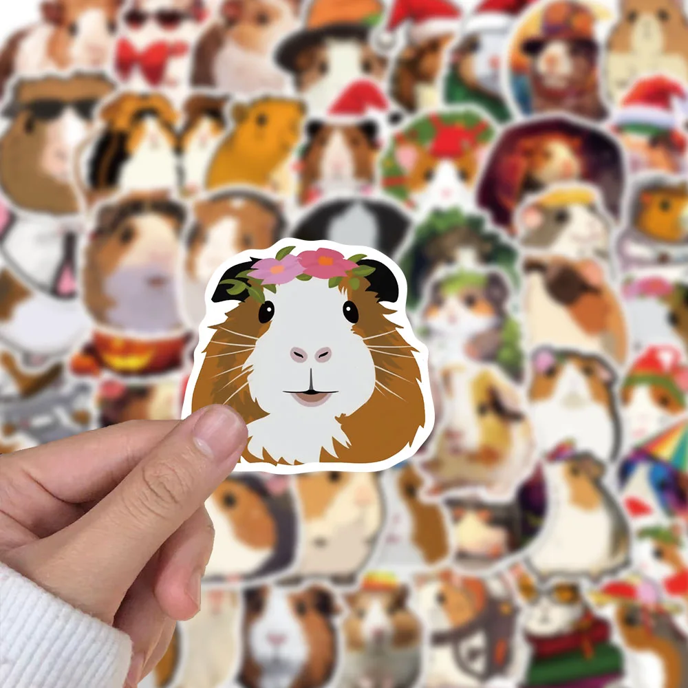 50pcs Cartoon Guinea Pig Stickers Notebook Aesthetic Motorcycle Kids Laptop Luggage Waterproof PVC Skateboard Decor Sticker