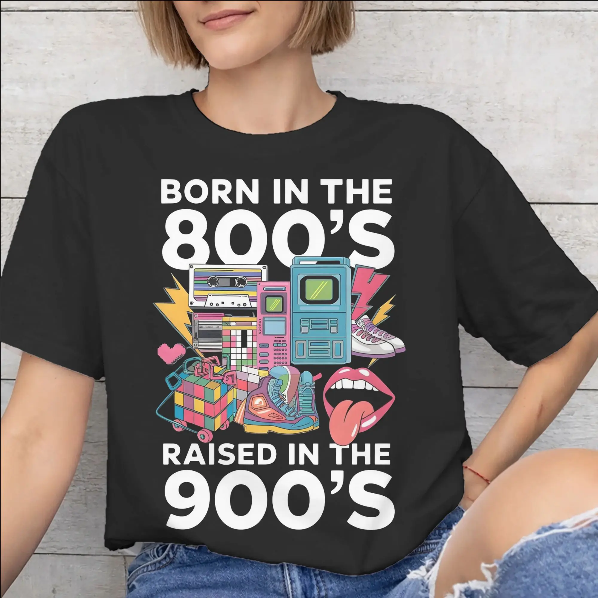 Born In The 80's Raised In The 90's Tee Shirt for Men Women Graphic Printing T Shirts  Cotton Clothing