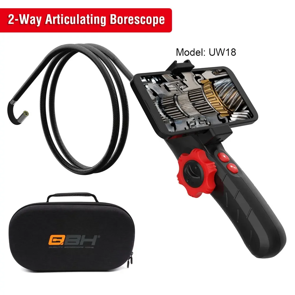 Boroscopio de motor articulado, cámara de inspección endoscópica HD1080P de 2MP con lente de dirección de 360 grados de 2 vías para IPhone y Android