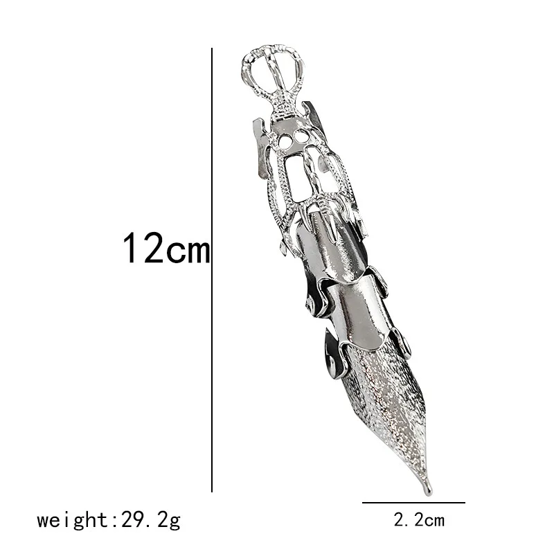 Nowy punkowy pierścień pancerny z pełnym palcem dla mężczyzn kobiety gotycki rock metalowy pierścień z pazurem na palec biżuteria Cosplay
