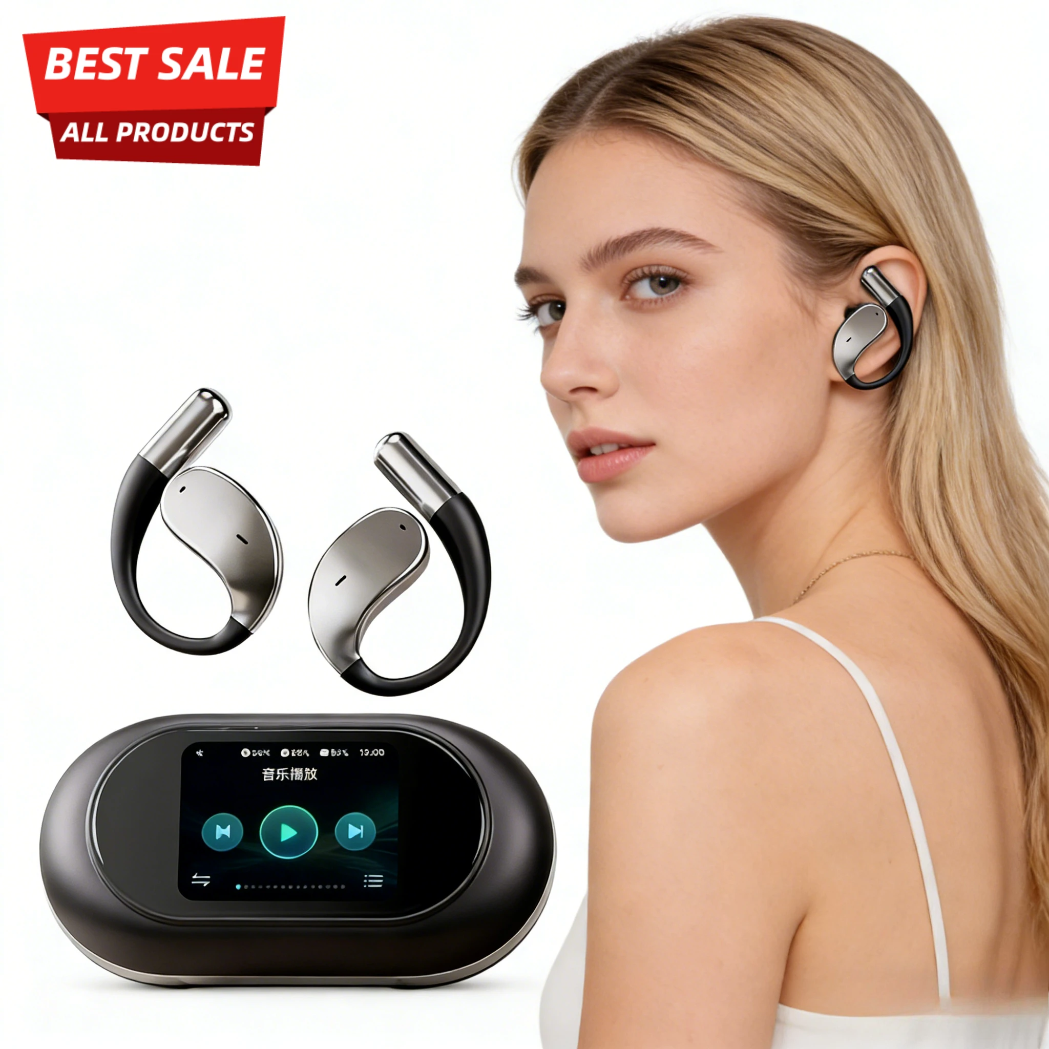 

AI Translation Earbuds 144 Languages Real Time Translator 14.2mm Driver Bluetooth Headphones with Memory Card Touch Screen ENC