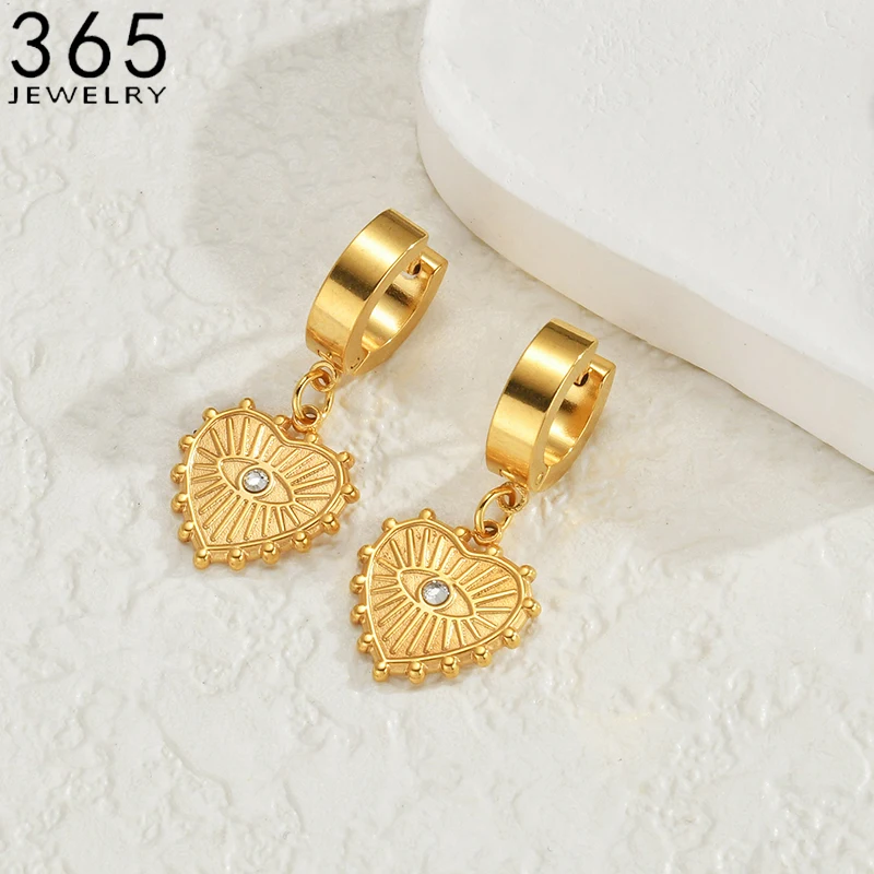 Fashion High Quality Simple Heart Earring Stainless Steel Gold Color Earring For Women Girls Party Jewelry Gift