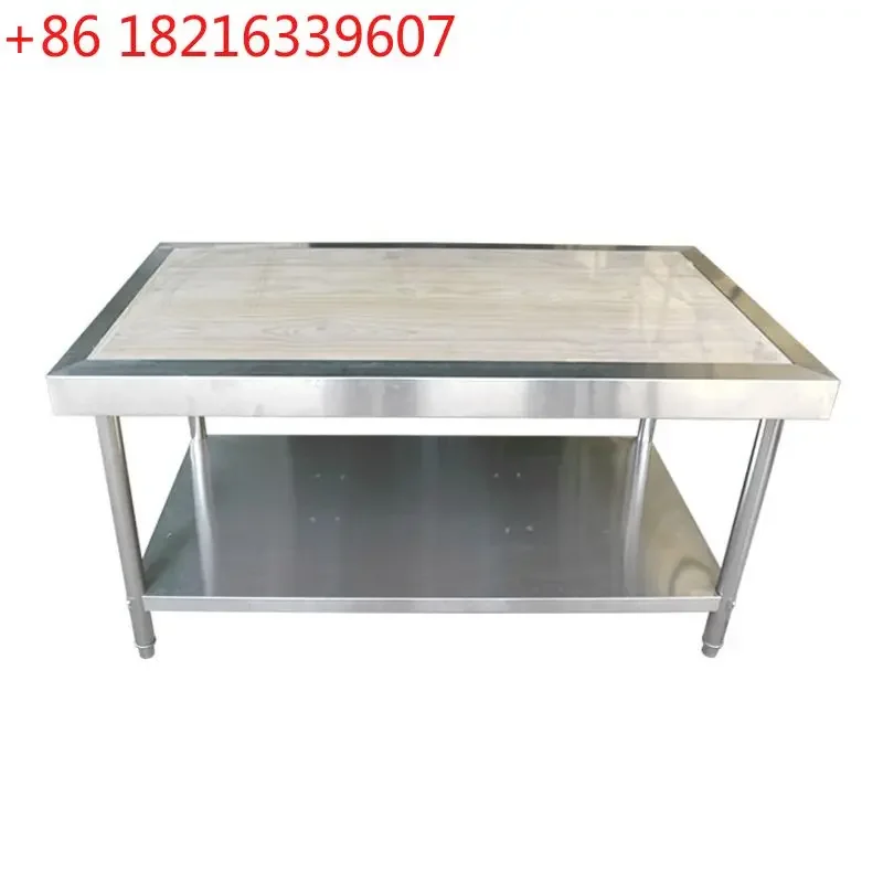Wooden table, commercial kitchen, double-layer vertical frame, charging table, hotel canteen packing table