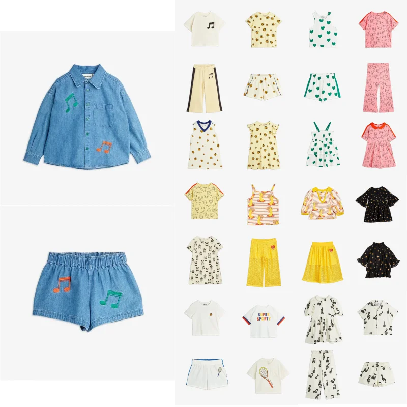 2025 primavera/verano MINIRODINI serie de notas musicales conjunto de camiseta vestido suéter para niños pantalones de chándal mini rodini