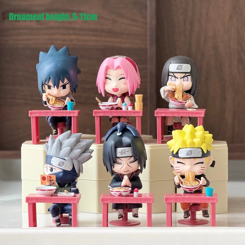 

Набор из 6 фигурок Bandai Naruto Shippuden в стиле рамен, Q-версия: Наруто, Саске, Сакура, Какаши, Итачи, Неджи, настольные украшения