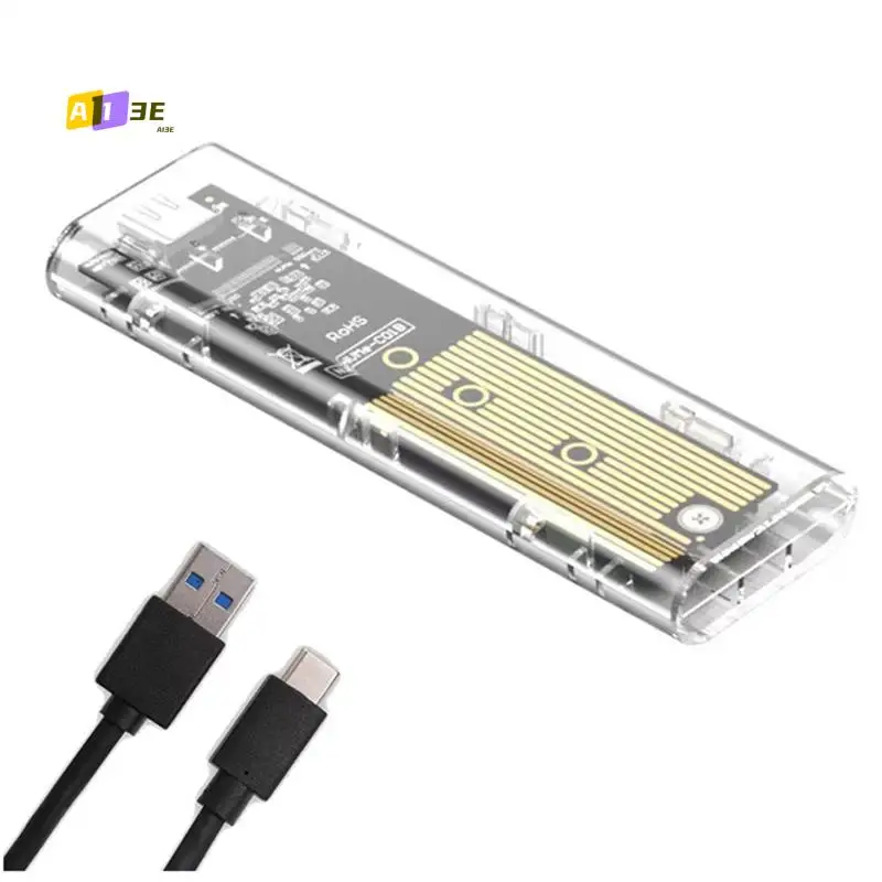 

A13E-M2 SSD Enclosure M.2 Nvme+NGFF Dual Protocol SSD Enclosure USB 3.2 Gen2 10Gbps Transparent External Drive Case For PC