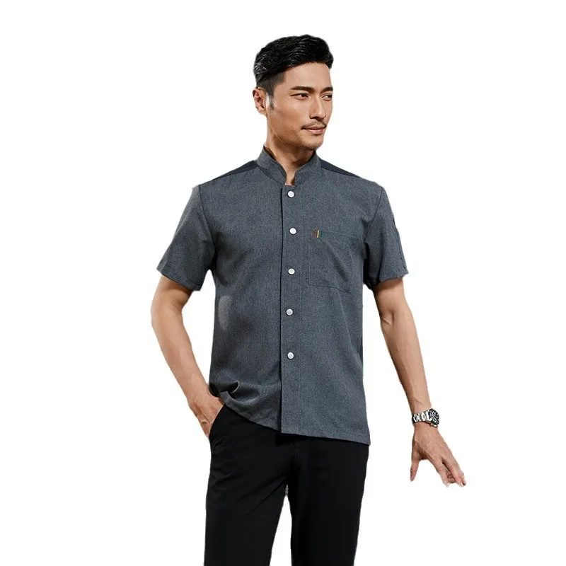 Chef Work Clothes Summer Thin Short-sleeved Clothes Wine Restaurant Cafeteria Backroom Breathable Chef Clothing Workwear