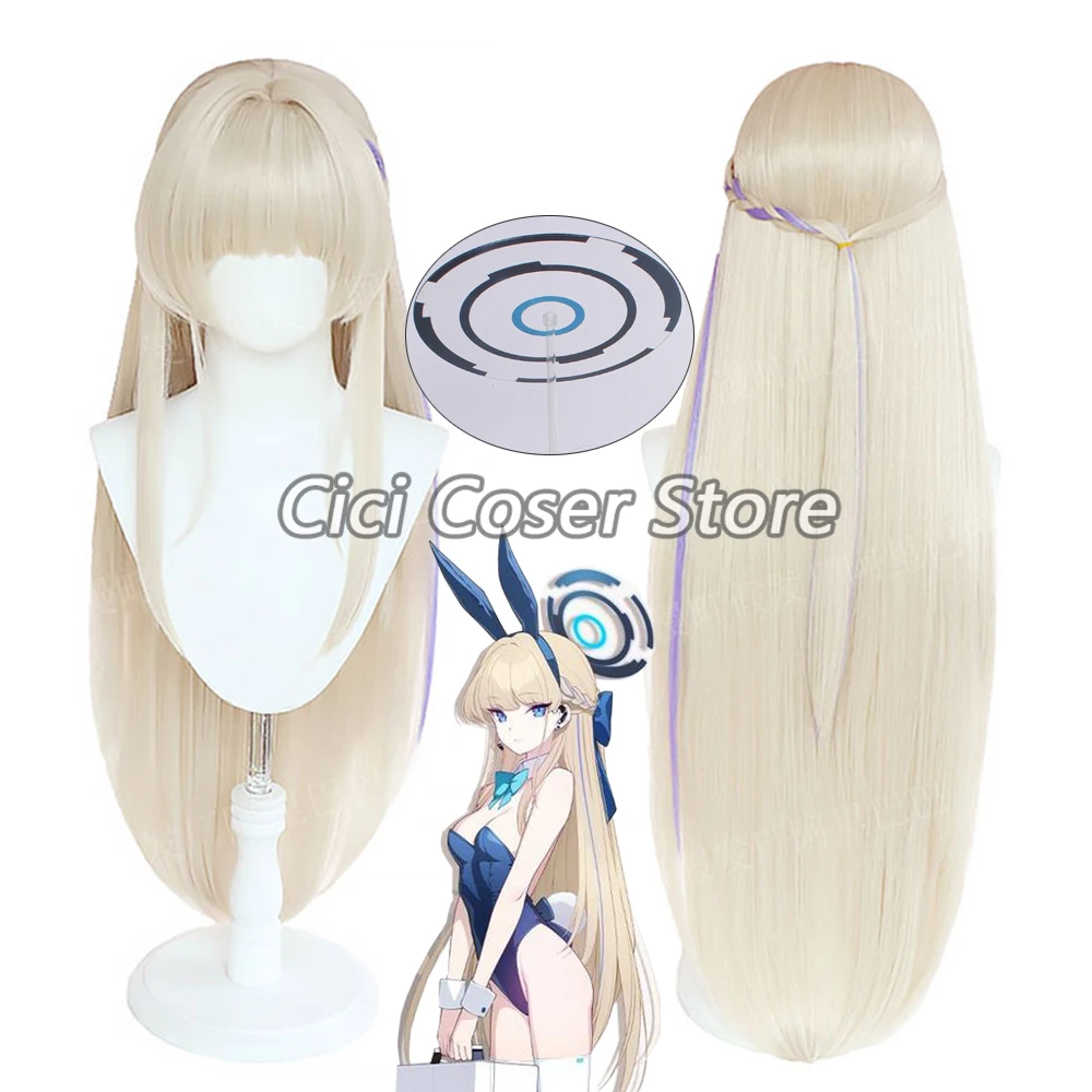 Perruque de Cosplay Anime Game Blue Archive, Cheveux Longs Blonds, Perruques Synthétiques Roleplay, Halo Sauna Wear, Asuma Toki Bunny Girls,