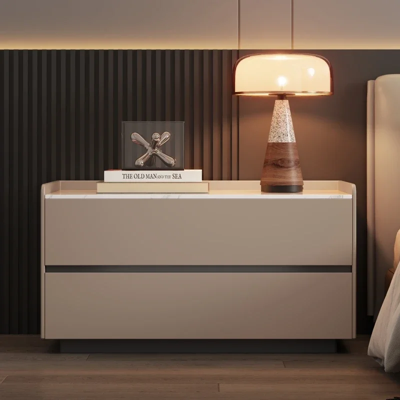 

Simple modern bedroom nightstand, new light luxury high-end rock panel storage cabinet