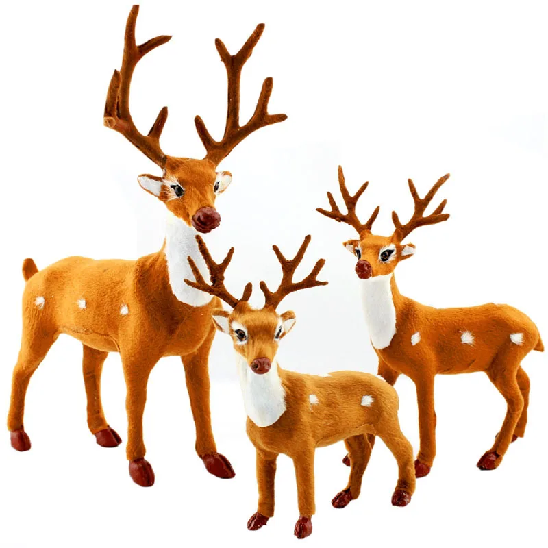 15/20/25cm Reindeer Christmas Deer Xmas Elk Plush Simulation Christmas Decorations For Home Merry Christmas New Year Ornaments