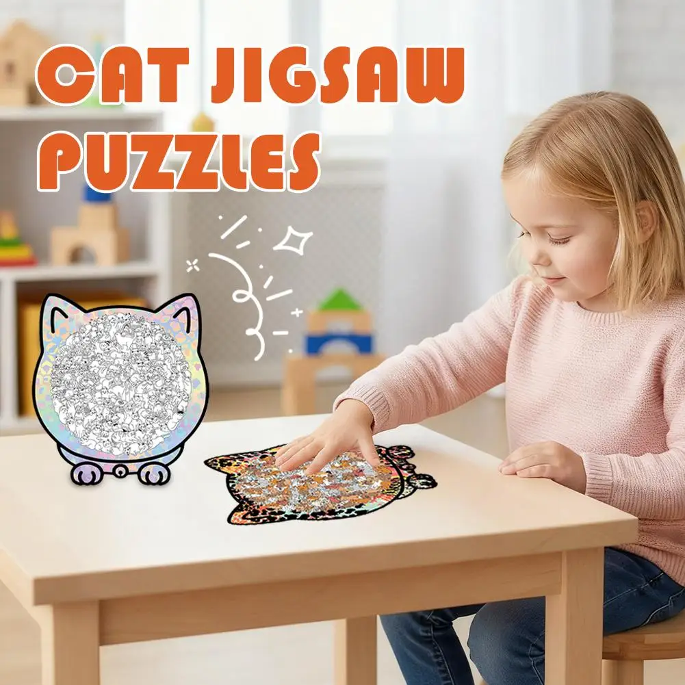 

Morandi-Shaped Wooden Puzzle, Cat Silhouette Frame, Macaron Color, Cat Shaped Jigsaw Puzzle, 135 Pcs