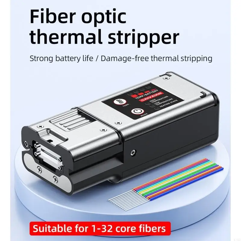 

32 Cores Ribbon Cable Thermal Stripper, Rechargeable Fiber Opticals Coating Removal Tool for Fusions Splicing Tasks K1KF
