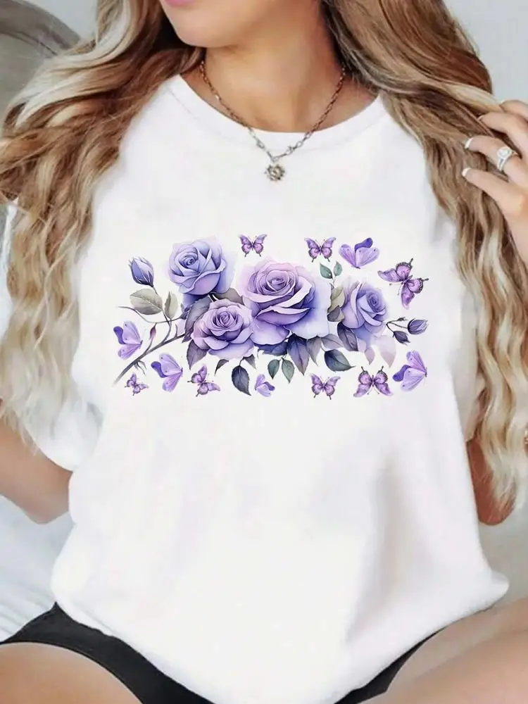 trend floral cute 90s Casual T Print Clothes Tees Clothing Fashion Popular O-neck Women Graphic Short Sleeve T-shirts