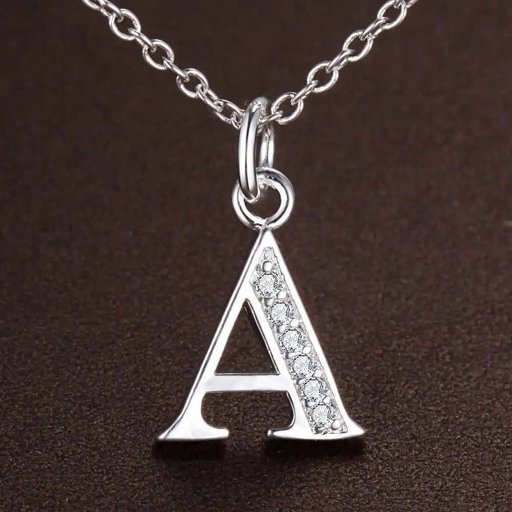 Nuevo collar de plata de ley 925 con colgante de 26 letras para mujer, cadena de clavícula a la moda, regalo de fiesta, joyería de boda, alta calidad