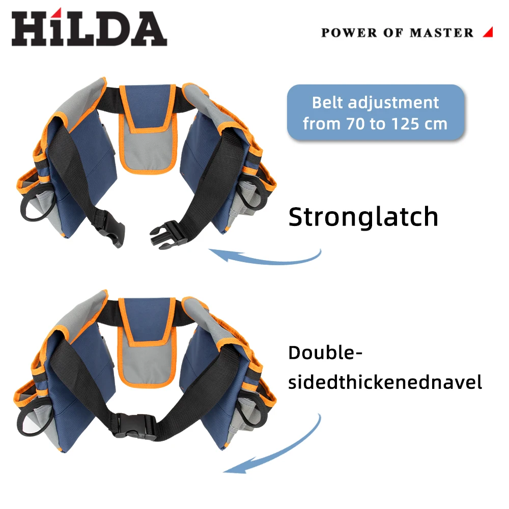 HILDA 26 Pockets Multifunctional Adjustable Tool Storage Bag Wear-resistant Double-layer Waterproof Hardware Tool Waist Bag