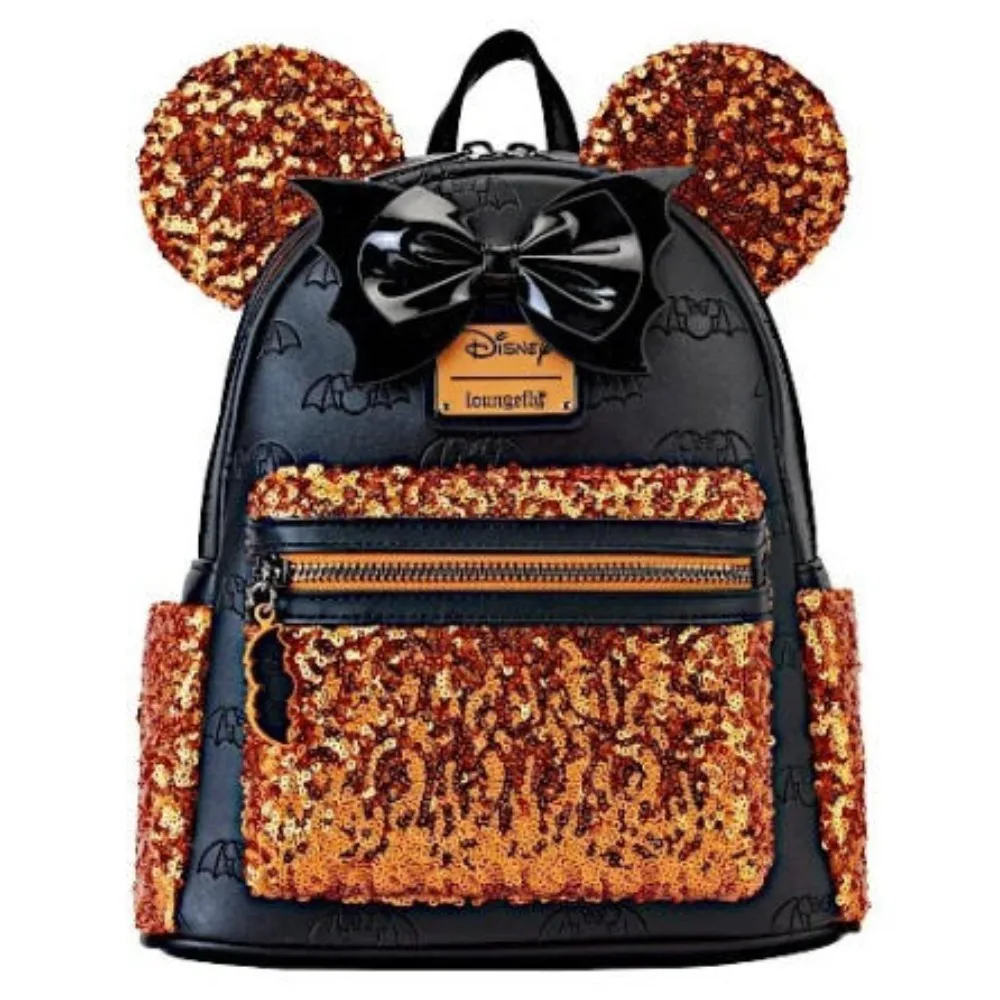 

Минни Pailletten Хэллоуин Loungefly рюкзак двойные сумки на плечо милый рюкзак сумка уличная сумка для отдыха подарок для девочки