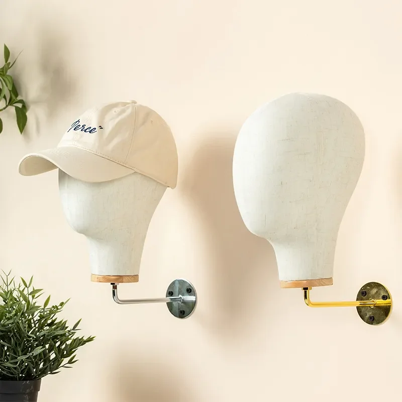 Wall Mounted Hat Display Rack Wig Mannequin Head Model for Cap Storage Cloth Head Form Props Wig Stand Holder